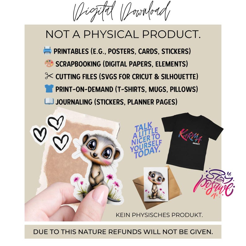Cute Lemur Digital Download, Inspirational Quote Poster, T-Shirt Print, Scrapbooking Elements, DIY Planner Stickers, Mug Design
