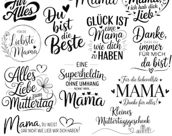 Plik plotera niemieckiego Pakiet na Dzień Matki Plik plotera serca SVG Pakiet plotera urodzinowego Plik do cięcia na Dzień Matki SVG Cricut Silhouette