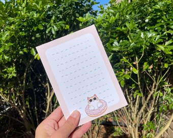 Notitieblok Kat met donut: roze A6 zomerbriefpapier
