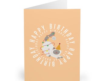 Pointed Cat Birthday Card Siamese Ragdoll Birman Cute Cat Greeting Card for Cat Lovers Cat Moms Cat Dad Gifts Fun Cat Birthday Card
