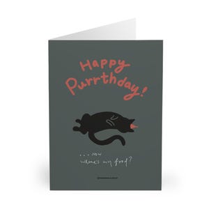 Carte d'anniversaire chat noir mignonne carte drôle et originale pour amoureux des chats Carte d'anniversaire chat parfaite pour elle, design chat noir coquin, idéale pour les fans de chats