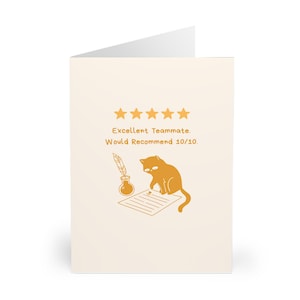 Carte de départ drôle de chat pour un collègue Carte de nouvel emploi pour collègue Carte d'adieu humoristique pour ami de travail Carte d'adieu chat Jeu de mots