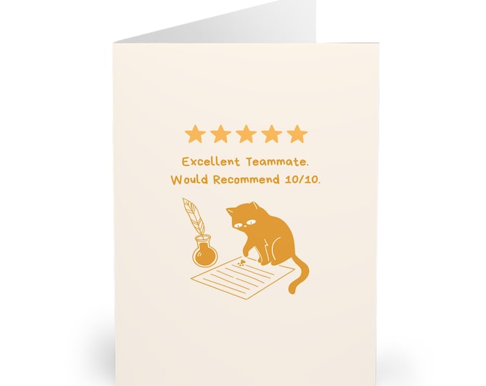 Funny Cat Leaving Card for Coworker New Job Card for Colleague Humorous Farewell Card for Work Friend Cat Pun Goodbye Card