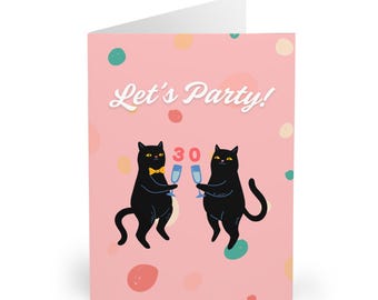 Funny 30th Birthday Card: Cat Lovers Wine Toast
