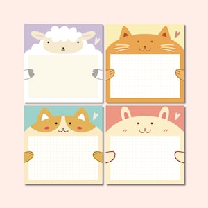 Grazioso blocco note a forma di animale, 50 pagine quadrate, con strappo, per appunti giornalieri, lista delle cose da fare, gatto, cane, pecora e coniglio, regalo perfetto per gli amanti della cancelleria.