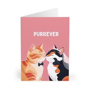 Biglietto di auguri di nozze con gatto, sposa e sposo, perfetto per gli amanti dei gatti. Congratulazioni appena sposati o biglietto di auguri &quot;Ti amo&quot; per marito, moglie o coppia.