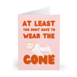 Lustige Get Well Bald Karte, Geschenk für ihre Genesung, mit lustigem Cone Cat Design, Genesungsgeschenk, sich besser fühlen Karte