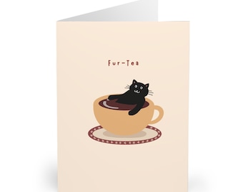 Funny 30th Birthday Card for Cat Lovers Fur Tea Thirty Cat Pun Card Cheeky Kitty Sipping Tea Cat Lover Gift Milestone Birthday Card