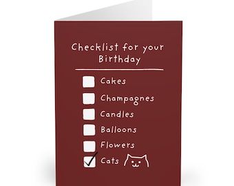 Funny Cat Birthday Card: Checklist Design for Cat Lovers