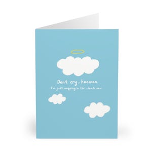 Carte de sympathie pour la perte d'un animal de compagnie Carte commémorative pour chien, chat, design doux avec un motif de chat ange avec des nuages et un coeur Carte pour le deuil d'un animal de compagnie pour le confort des parents