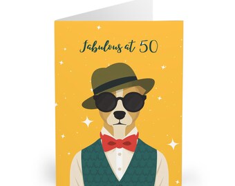 Funny 50th Birthday Card for Him Dog Lover Gift for Man Dog Dad Born in 1976 Fabulous at 50 Birthday Card for Best Friend or Dad