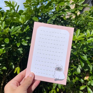 Ghost Cat Notepad: Funny A6 Tear-Off Stationery for Cat Lovers