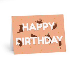 Carte d'anniversaire chat - Jolie carte de voeux chat pour elle, ami, amoureux des chats | Carte d'anniversaire amusante sur le thème des chats avec beaucoup de chats, carte pour les amoureux des chats