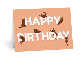 Cat Birthday Card Funny Feline Theme for Cat Lovers Cute Cat Greeting Card Humorous Kitty Card Handmade Gift for Cat Moms and Dads