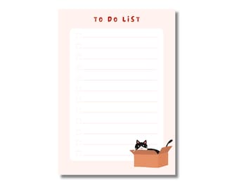 A6 Cute Cat To Do List Notepad Tear Off Notepad with Cat in a Box Design Daily Planner Pad Cat Stationery Funny Gift for Cat Lovers