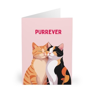 Biglietto di fidanzamento con coppia di gatti che si fidanzano. Perfetto per gli amanti dei gatti. Congratulazioni per il matrimonio. Biglietto di auguri &quot;Ti amo&quot; per fidanzato o partner per sempre.