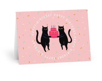 Funny Cat Birthday Card: Cake Lover Greeting Card