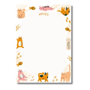 Cat Notepad A6 Tear Off Pad Daily Planner Memo Notepad for Cat Lovers Gift for Cat Owners Stationery Lovers To Do List Notepad Cat Design