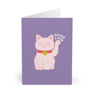 Carte porte-bonheur amusante, cadeau pour un collègue de travail, avec un chat japonais Maneki-neko