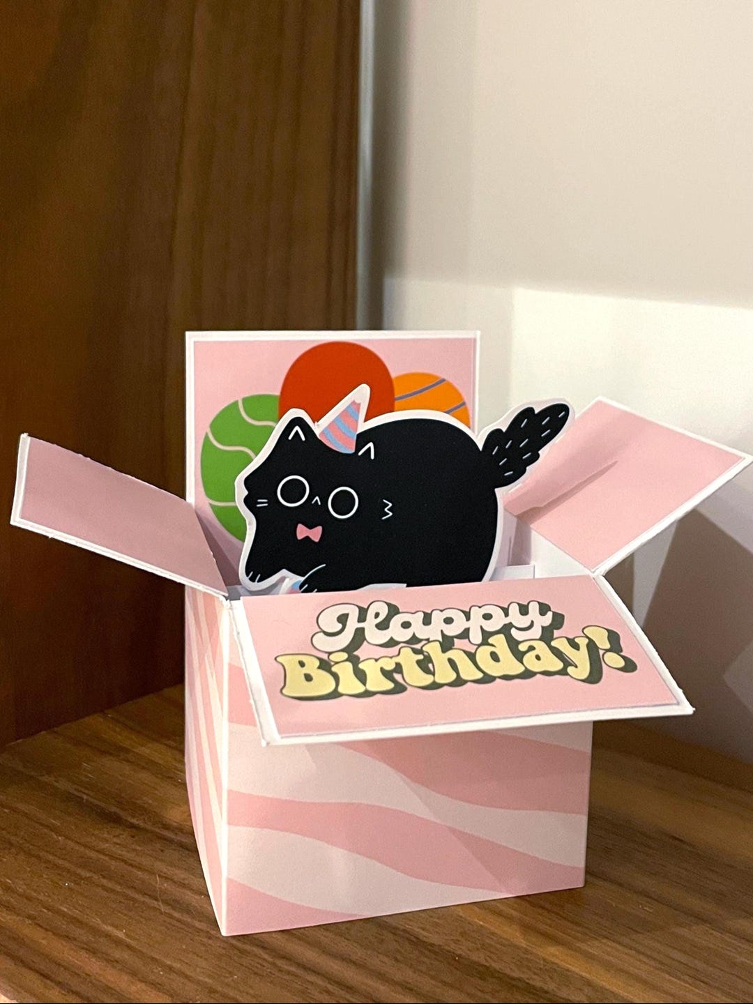 Handmade Cute Black Cat Birthday Card Pop up Card 3D Cat Birthday Card ...