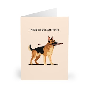 Carte d'anniversaire drôle de berger allemand Carte de fête des pères pour les amoureux des chiens et les fans de berger allemand avec un joli berger allemand avec un bâton
