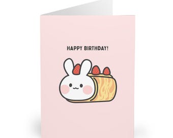 Funny Bunny Birthday Card Rabbit in Cake Design Cute Pun Greeting Card for Rabbit Lovers Fun Animal Birthday Card for Him or Her