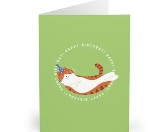 Funny Ginger and Orange Cat Birthday Card Cute Happy Cat Greeting Card for Cat Lovers Handmade Cat Mum Dad Gift Funny Kitty Card
