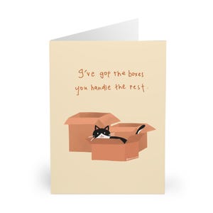 Leuke Moving Home-kaart Cute Cat in Boxes Design Funny Card voor kattenliefhebbers Moving Home-kaart Housewarming-cadeau Cat New Home-kaart