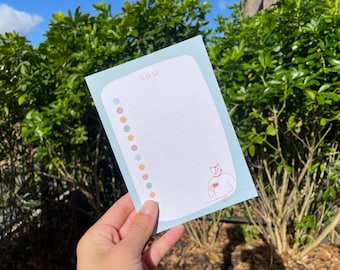 Cute Cat To Do List A6 Notepad for Daily Tasks Cat Holding Coffee Tear Off Planner Pad Perfect Gift for Cat Lovers and Stationery Fans