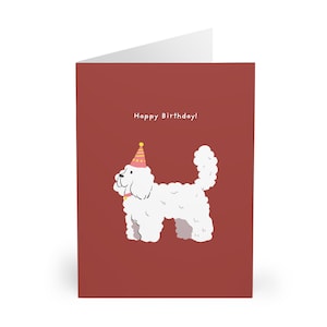 Jolie carte d'anniversaire de caniche blanc pour les amoureux des chiens et les parents d'animaux de compagnie, parfaite pour les propriétaires de cockapoos et les fans de caniches Carte de voeux drôle de race de chien