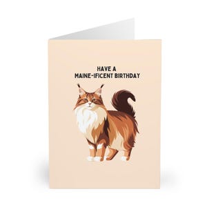 Carte d'anniversaire chat Maine coon grande carte d'anniversaire drôle de chat duveteux pour les amoureux des chats maman chat papa propriétaire d'animal de compagnie cadeau du chat carte maine coon
