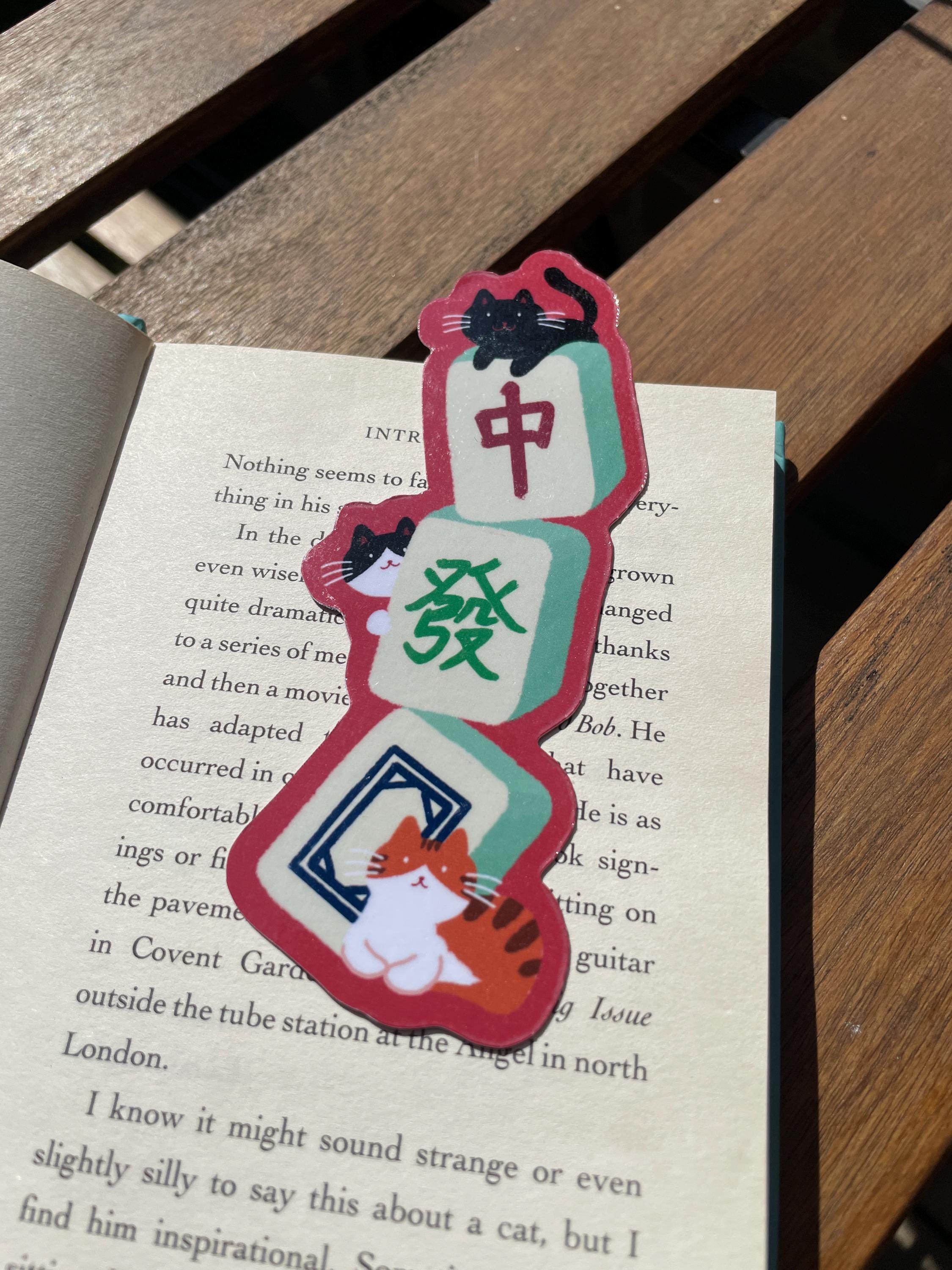 Funny Cats Mahjong Bookmark Double Sided Cute Cat Page Marker for ...