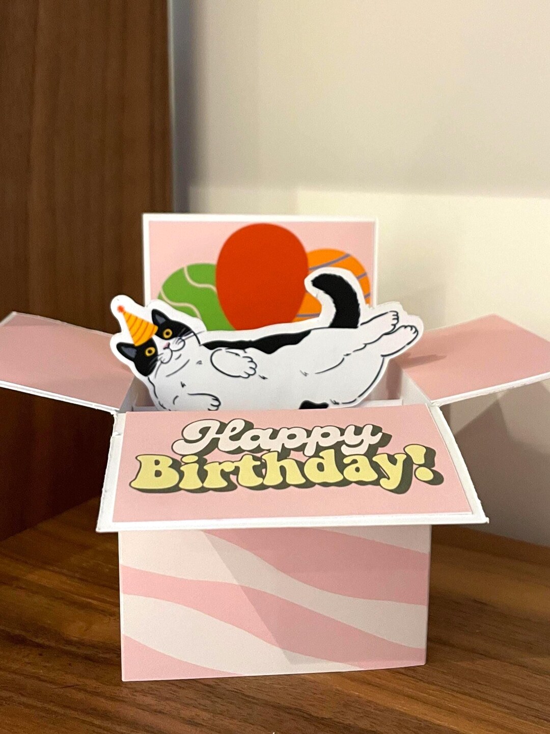 Pop Up Card "Cat - Tuxedo Cat" Funny 3D Birthday Card & Invitation Card With Envelope As Gift Card, Gift Idea And Cat Decoration