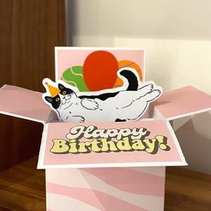 Carte d'anniversaire chat smoking noir et blanc fait main Carte pop up chat Carte d'anniversaire chat 3D Cadeau pour amoureux des chats Carte maman chat Carte drôle papa chat