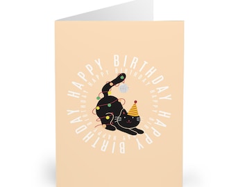 Carte d'anniversaire drôle de chat noir Carte de voeux faite main de chat mignon pour les amoureux des chats Mamans de chat Cadeaux de papa de chat Carte d'anniversaire drôle de Kitty