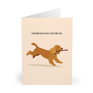 Lustige Cocker Spaniel Geburtstagskarte Vatertagskarte für Hundeliebhaber und Cocker-Fans mit niedlichem Cocker Spaniel mit einem Stick-Design