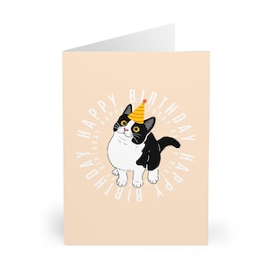 Funny Tuxedo Cat Birthday Card Cute Black and White Cat Greeting Card for Cat Lovers Pet Parents Cat Moms Cat Dads Animal Lovers Gift