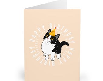 Funny Tuxedo Cat Birthday Card Cute Black and White Cat Greeting Card for Cat Lovers Pet Parents Cat Moms Cat Dads Animal Lovers Gift