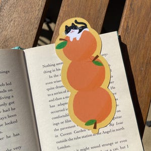 Cat on Oranges Bookmark Double Sided Cute Cat Page Marker for Readers Cat Lovers Chinese New Year CNY Festive and Fun Design