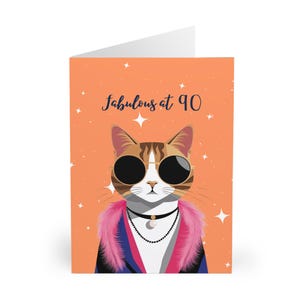 Funny 90th Birthday Card for a Cat Lover Gift for Cat Dad Born in 1935 Fabulous at Ninety Birthday Card for  Dad or grandpa grandfather