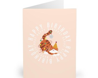 Funny Ginger Cat Birthday Card Handmade Cute Orange Cat Greeting Card for Cat Lovers Cat Moms Cat Dad Gifts Funny Kitty Birthday Card