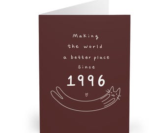 Funny 30th Birthday Card for Her Born in 1996 Cat Design Thirty Birthday Card for Daughter or Bestie Cute Gift for Cat Lovers birthday card