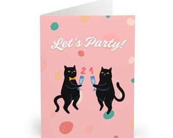 Tarjeta divertida para el 21.º cumpleaños: Celebración para los amantes de los gatos