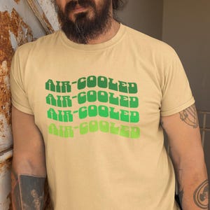 Retro Air-Cooled VW T-Shirt (Green Tones) Vintage Volkswagen Beetle, Thing, Karman Ghia, Type 3, Buggy and Bus Lover Gift Tee, Porsche Shirt