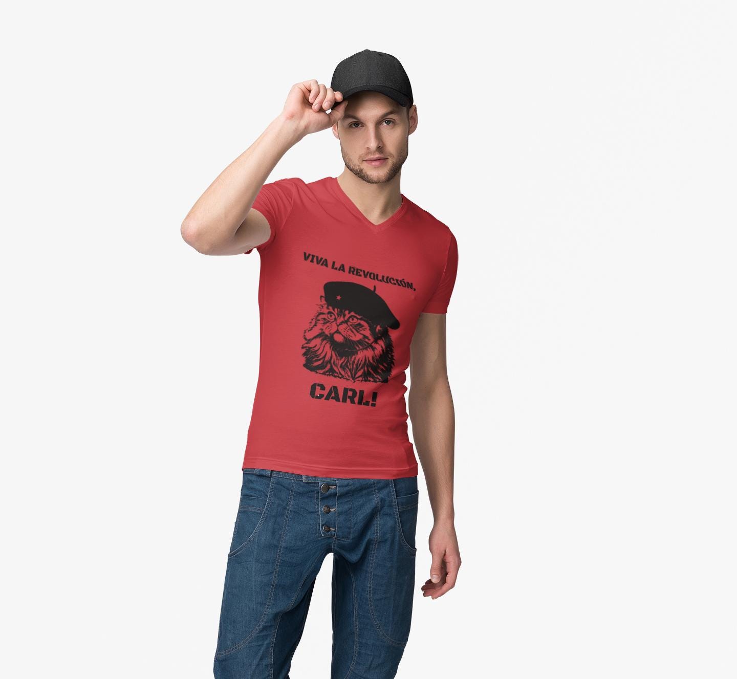 Princess Donut Revolucion Men's V-Neck T-Shirt - Dungeon Crawler Carl Shirt, Che Guevara Parody Tee, Princess Posse, Gildan 64V00, LitRPG