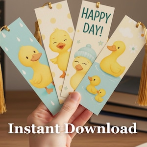Duck Bookmark Printable Set Instant Download Print At Home Kids Reading Gift For Young Readers Classroom Library Accessory