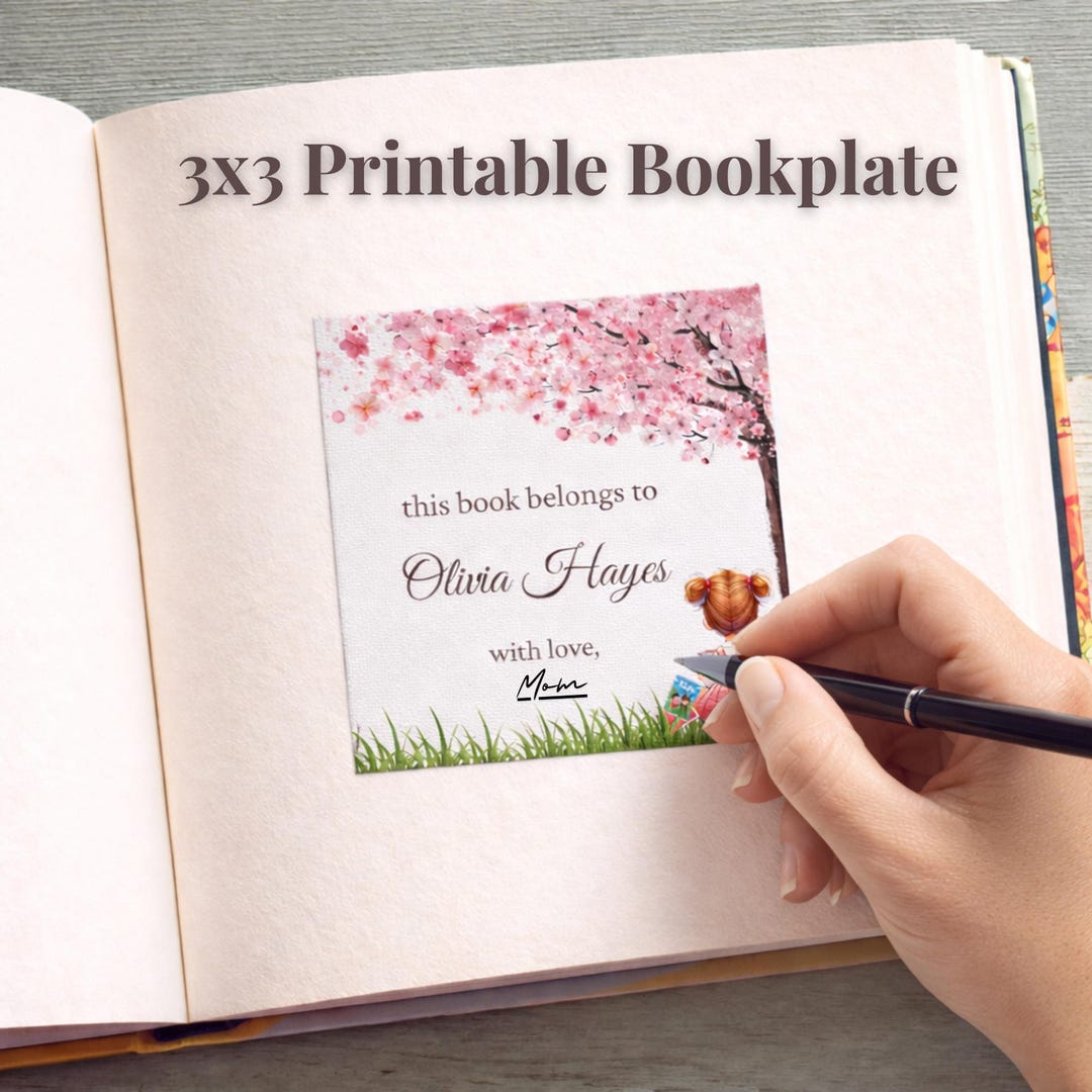 Personalized Bookplate Printable for Girls Editable Floral Book Label ...