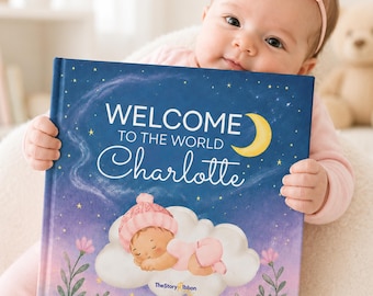 Personalized Newborn Storybook with Custom Name Book from Grandparents Welcome Gift New Grandchild Keepsake Memory Book Baby Girl Birth