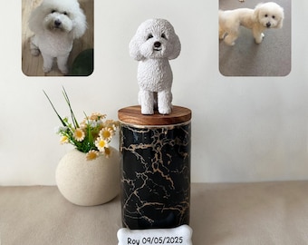 Handmade Pet Urn with Personalized Statue - Custom Dog Memorial for Ashes, Unique Keepsake Gift for Bereaved Pet Owners