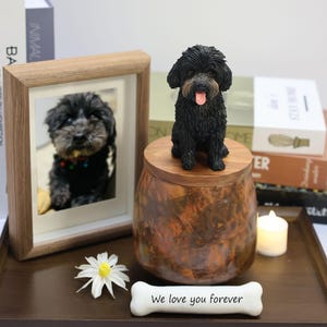 Vintage Style Pet Memorial Urn - Handmade Clay Sculpture on Retro Jar Urn, Personalized Keepsake to Honor Your Furry Friend Forever
